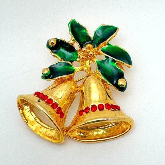 Vintage Gerrys Christmas Brooch Pin Reindeer Christmas Tree Bells Holly Set - Picture 4 of 8